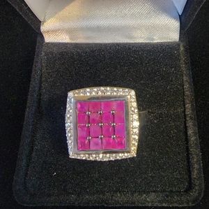 Royal Thai Ruby, Natural White Zircon Ring